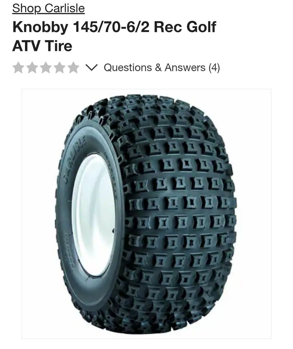 New Carlisle Knobby 145/70-6 ATV Tire 2 Ply