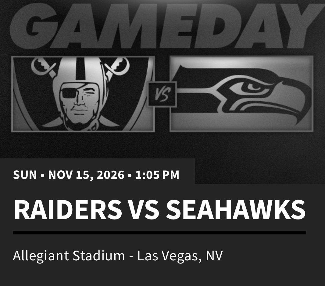 Raiders Tickets, Sec 202, Row 1.