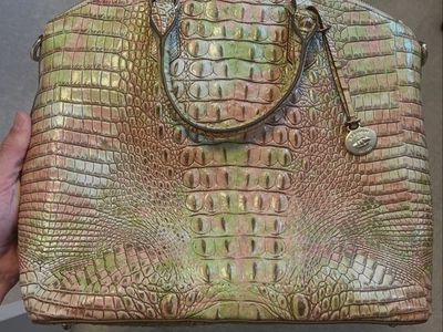 NEVER USED Brahmin Crocodile Embossed Leather Dome Satchel Bag