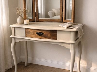 French Provincial Makeup Vanity & Mirror
