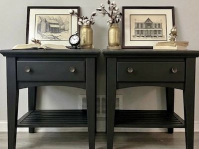 Set Of Two Black Nightstands