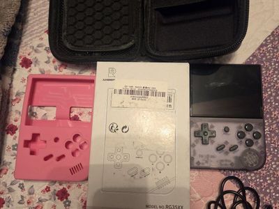 Anbernic RG35XX Plus Handheld Game Console - Transparent Purple with Case & Accessories