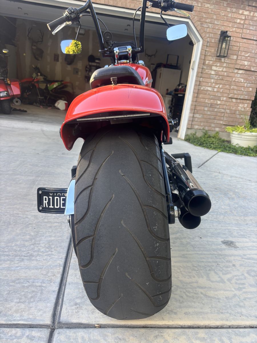 Harley-Davidson 114 Breakout Sunburts Orange Motorcycle with Ape Hanger 