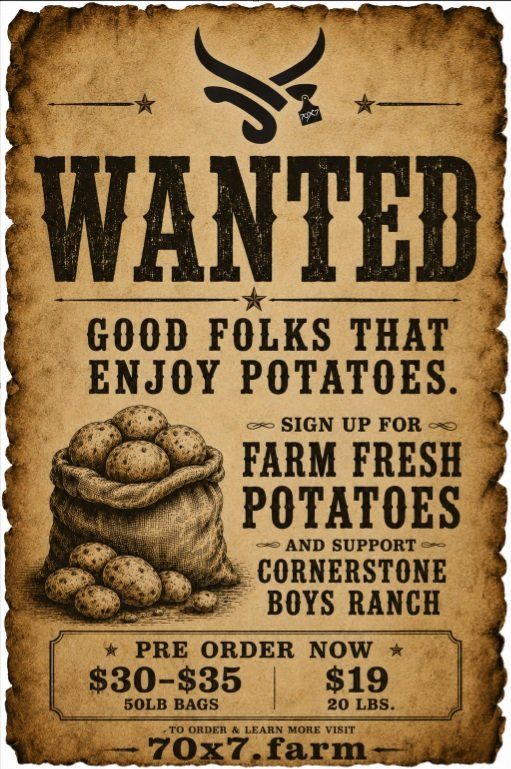 Farm Fresh Potatoes - 70x7 Farm Cornerstone Boys Ranch