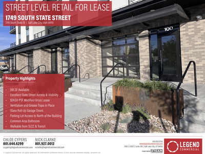 Small Retail Space For Lease in Salt Lake City on State Street (591 SF)