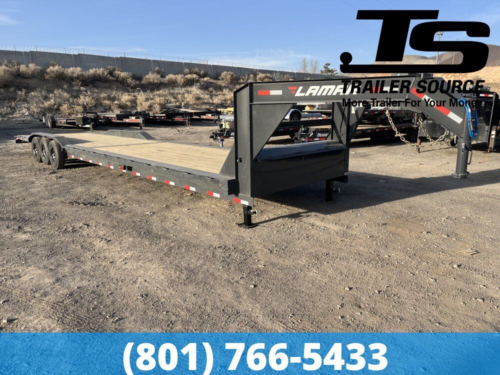 8.5x40 Lamar H8 Gooseneck Wide Body w/ Drive Over Fenders Equipment Trailer - 21K GVWR -