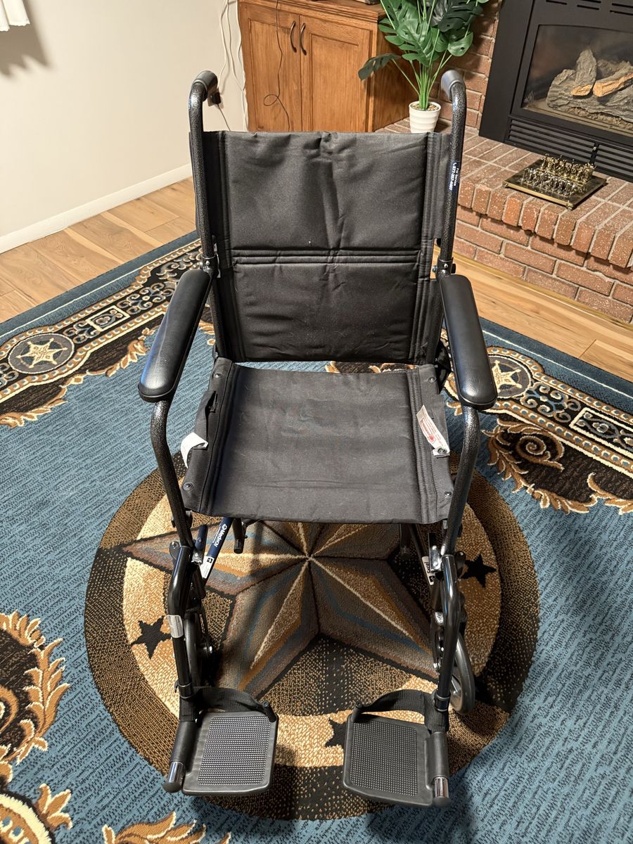 Drive Medical TR37-EU-SL TR37 Transport Wheelchair, Black, Lightweight Folding Frame