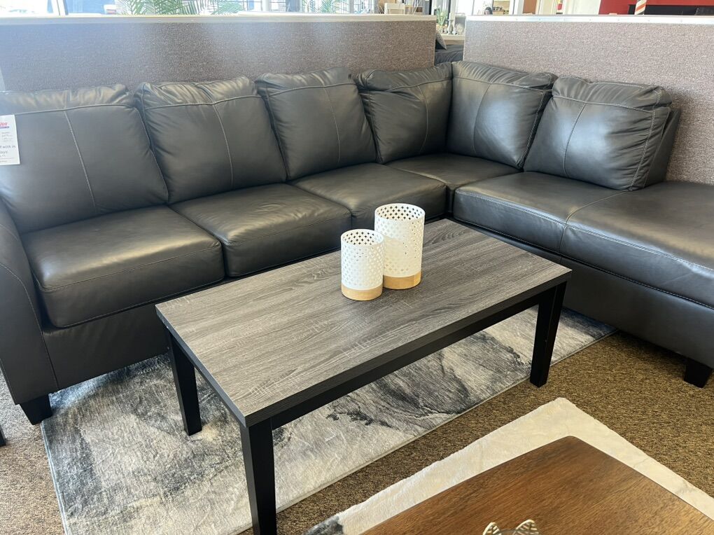 Dark Gray L Leather Couch