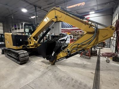 Large Mini Excavator Rental – New Cat 308 CR with Angle Blade and Thumb