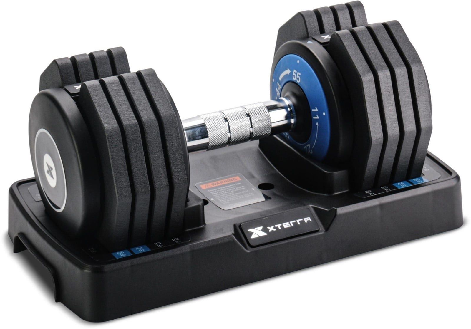 XTERRA 55lb Adjustable Select-A-Weight Dumbbell with Storage Tray - pair Dumbbell