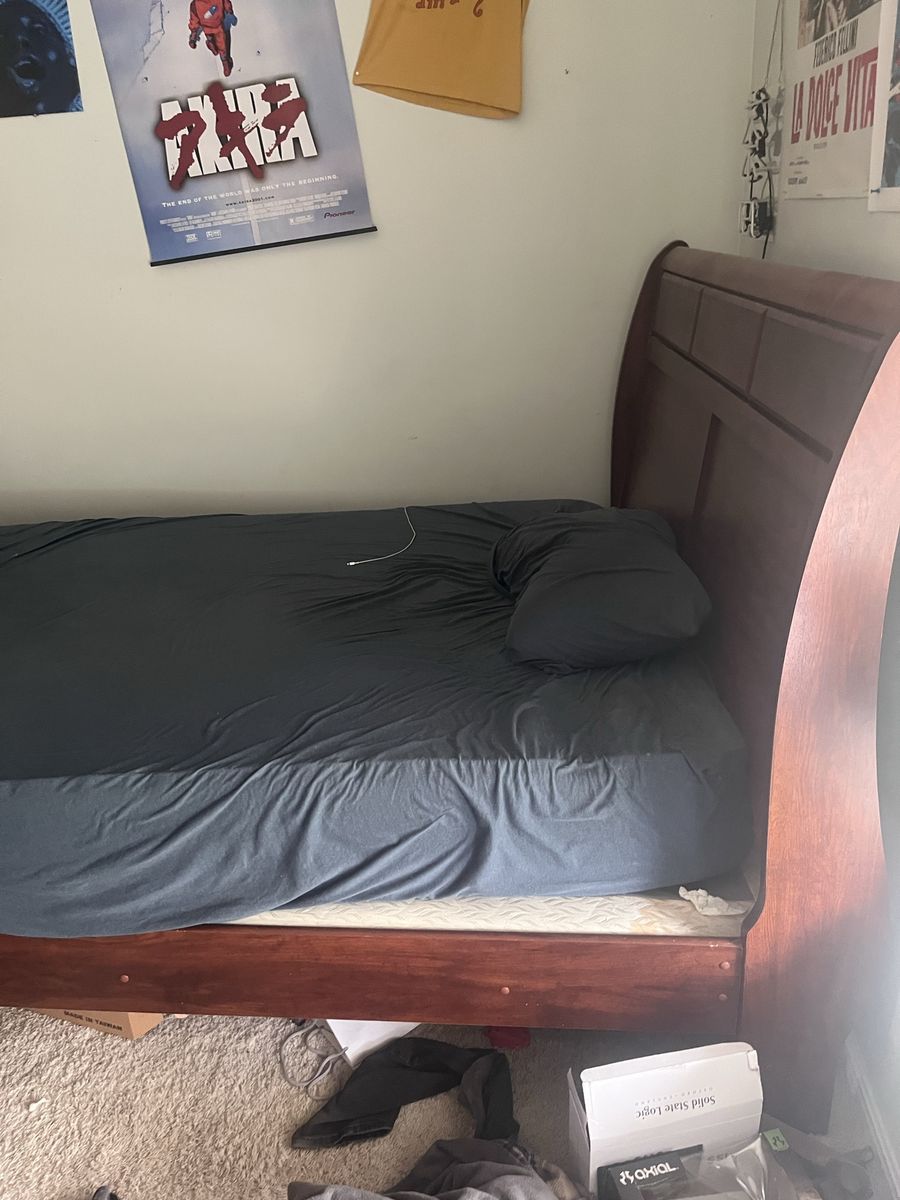 Queen bed frame + box spring