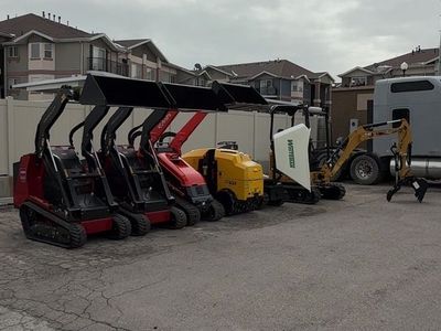 Mini Track Ride On Skid Steers For Rent. Fit Through Gates While Moving Serious Material