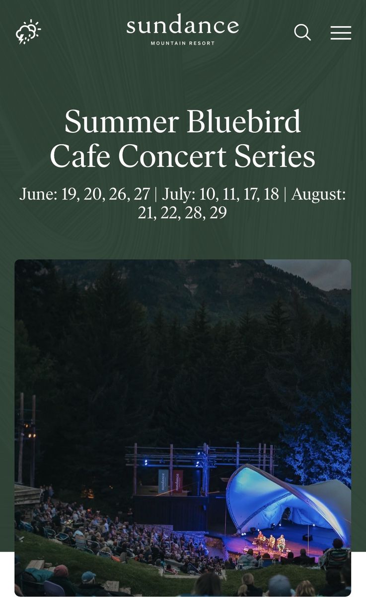 Sundance Bluebird Cafe Concert Series Tickets Saturday August 29th 