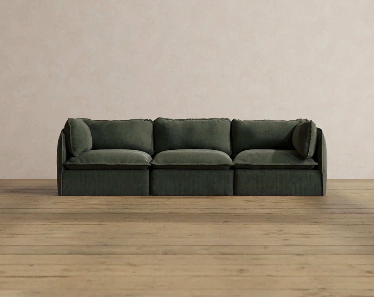 Anabei Modular Sofa in Soft Green Corduroy with Washable Covers