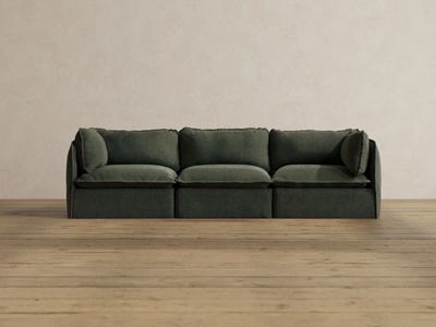 Anabei Modular Sofa in Soft Green Corduroy with Washable Covers