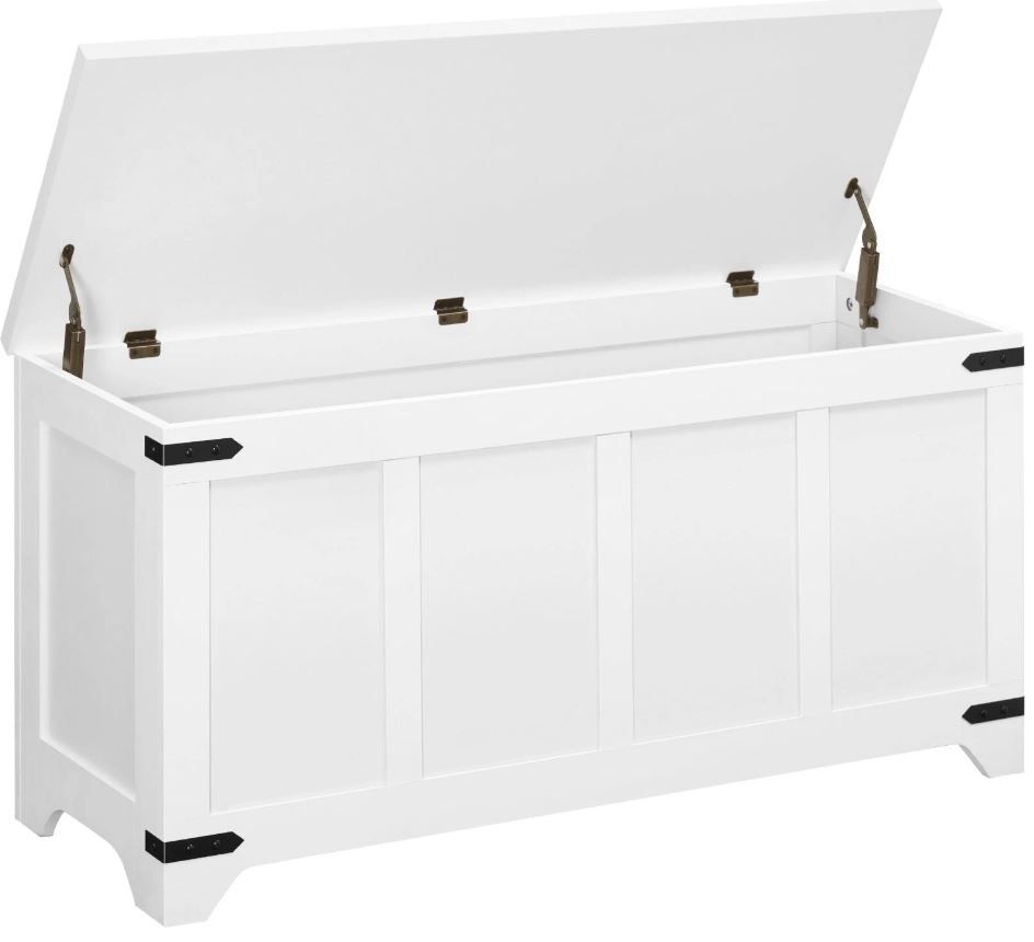 White Storage Chest 47.2" Trunk with Safety Hinges