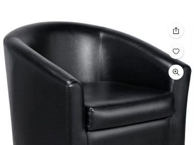 New out of box, Yaheetech Barrel Black Accent Faux Leather Chair
