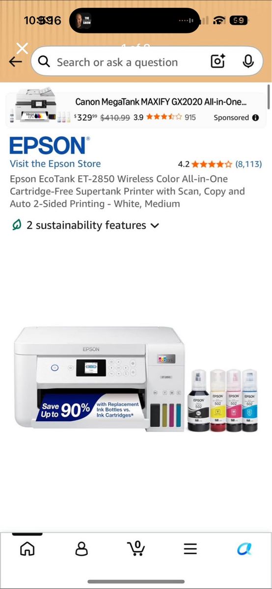 Epson EcoTank ET-2850 Wireless Color All-in-One Supertank Printer