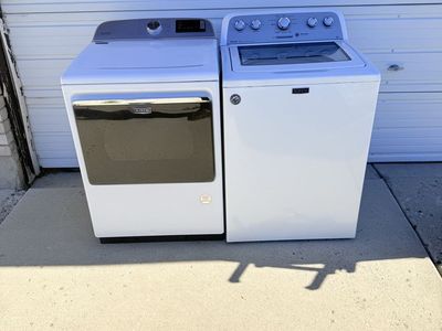 Maytag White Washer & Electric Dryer Set - Top Load Washer, Front Load Dryer