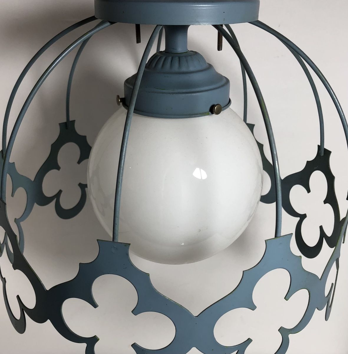 Vintage Ceiling Lamp Glass Globe & Metal Surround