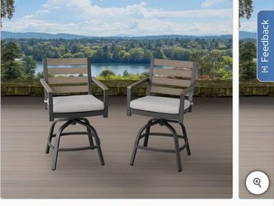 (6) NEW COSTCO OUTDOOR PATIO SWIVEL COUNTER HEIGHT DINING CHAIRS