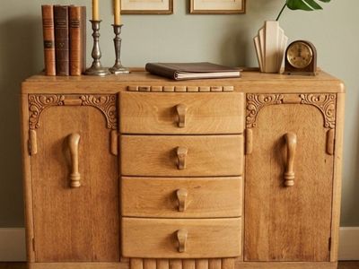 Original 1930s Art Deco English Oak Sideboard