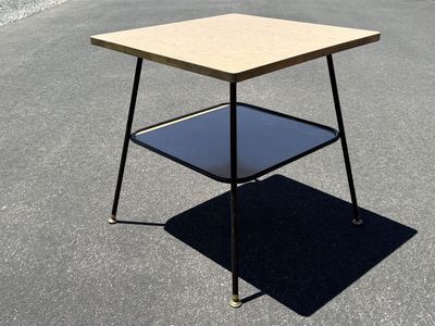 Great vintage Mid Century Modern side table. Dual tiered lots of storage/display space great condition MCM.