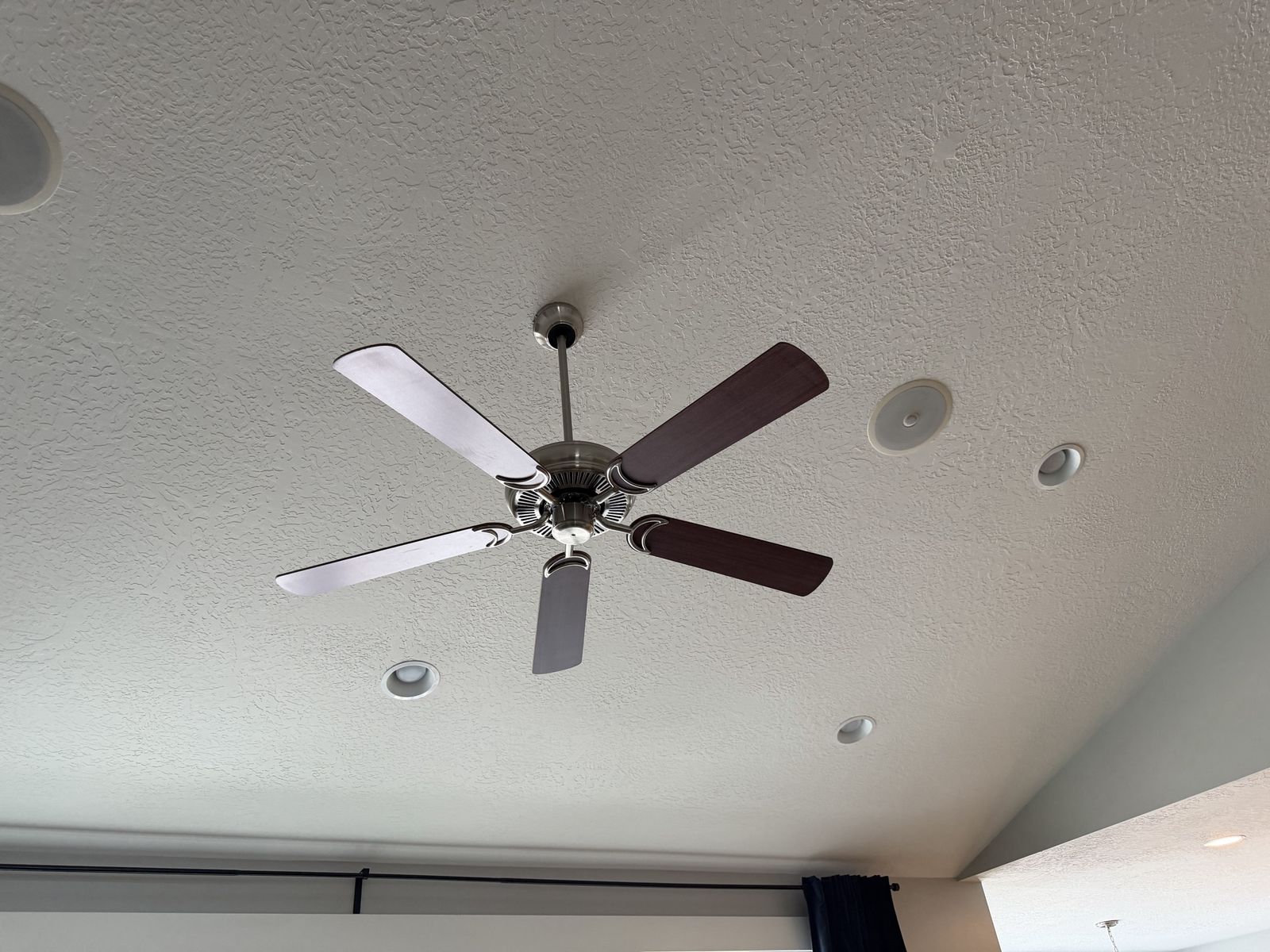 Brushed Nickel 5-Blade Indoor Ceiling Fan with Dark Wood Blades