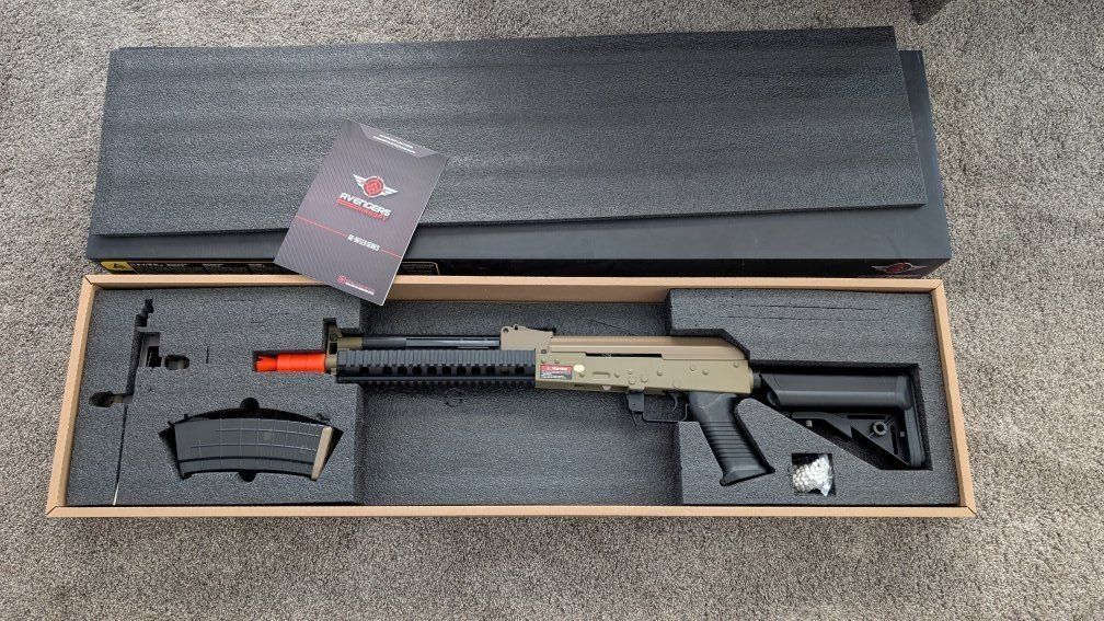 Avengers Airsoft AK-47 AEG Electric Airsoft Rifle Tan/Black - New in Box