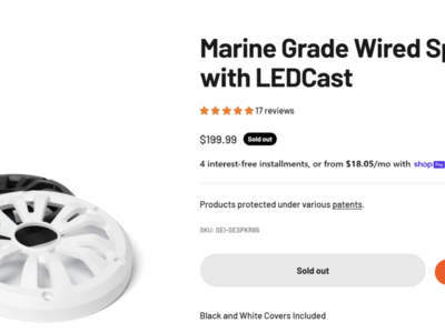 Sound Extreme Marine Grade Wired Speaker 6.5" Pair with LEDCast