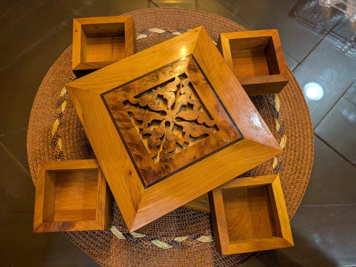 NEW Moroccan wood-carved box