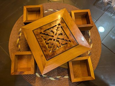 NEW Moroccan wood-carved box
