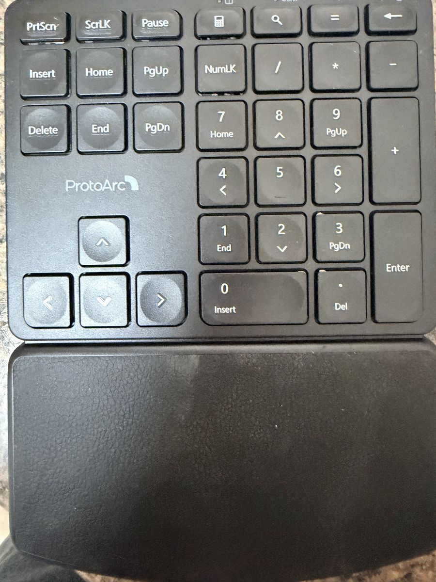 ProtoArc EKM04 Wireless Ergonomic Keyboard with Integrated Wrist Rest Black