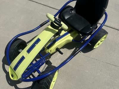 Neon Yellow & Blue Pedal Go-Kart - Kids Ride-On Toy with Adjustable Seat