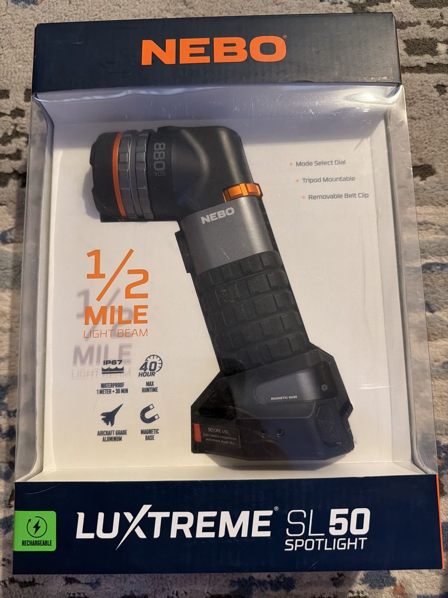 NEBO Luxtreme Rechargeable Spotlight 1/2 mile light beam