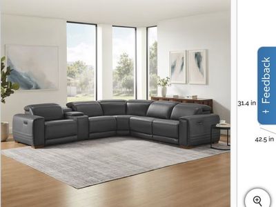 Karson Leather Power CloudZero Reclining Sectional - Like New