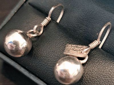 Vintage 925 Sterling Silver Ball Drop Earrings Stamped 925 Mexico