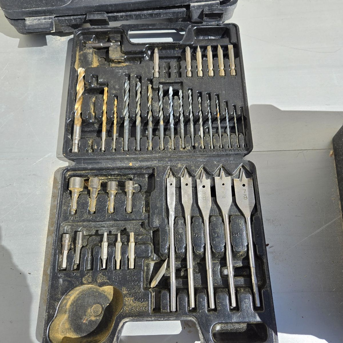 Assorted Drill Bit Set - Hex Shank, Spade, Twist Bits in Hard Case