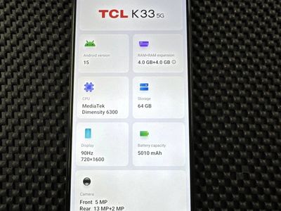 TCL K33 5G Android Phone - 64GB Storage, MediaTek Dimensity 6300, 90Hz Display