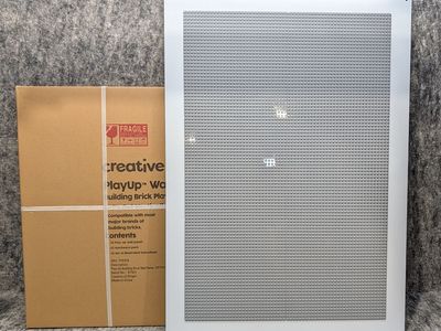 Lego Compatible Large Gray 24"x34" Activity Brick Wall Panel (Creative QT)