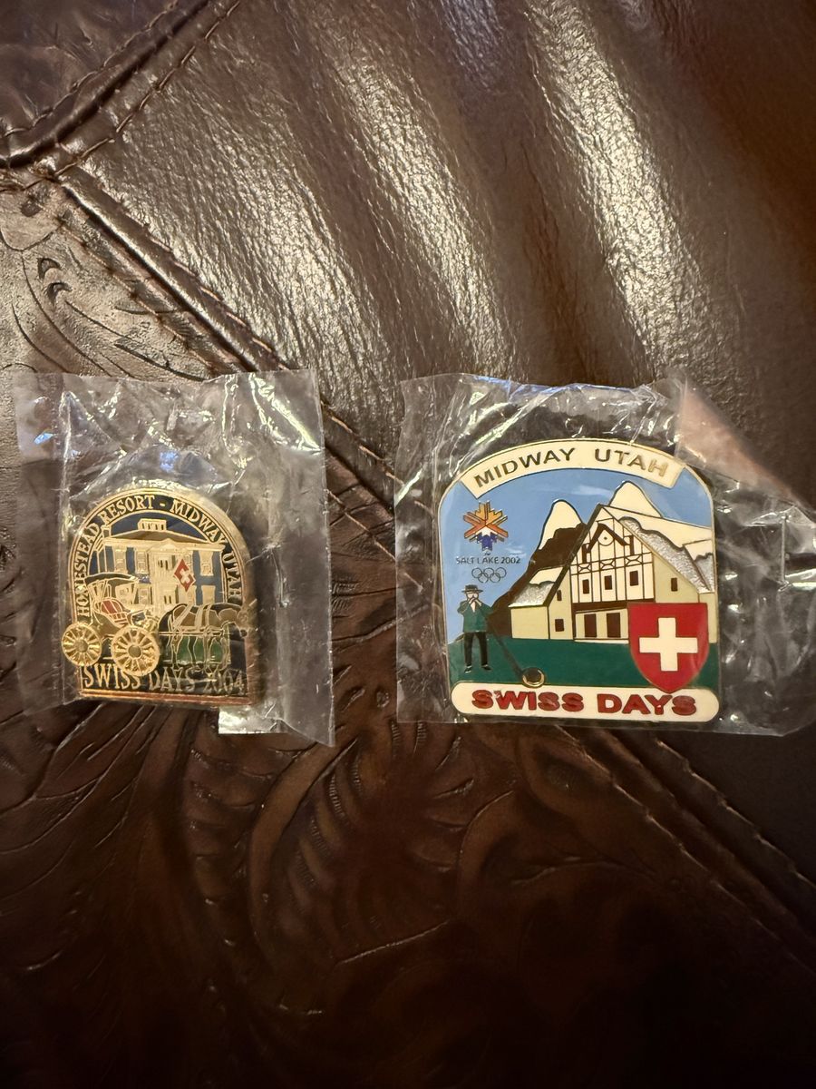 Swiss days rare homestead midway Utah collectors pins 2002 and 2004 $125 each