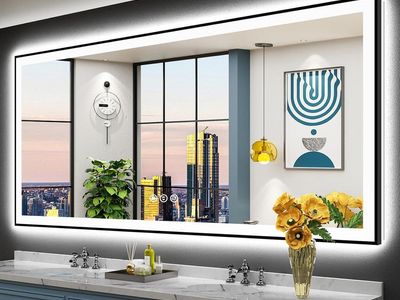 Brand New - 88x38in Black Framed LED Bathroom Mirror