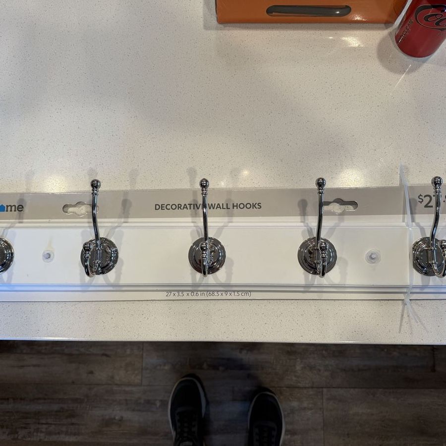 ahome Decorative Wall Hooks White Base with Chrome Hooks 27 Inch