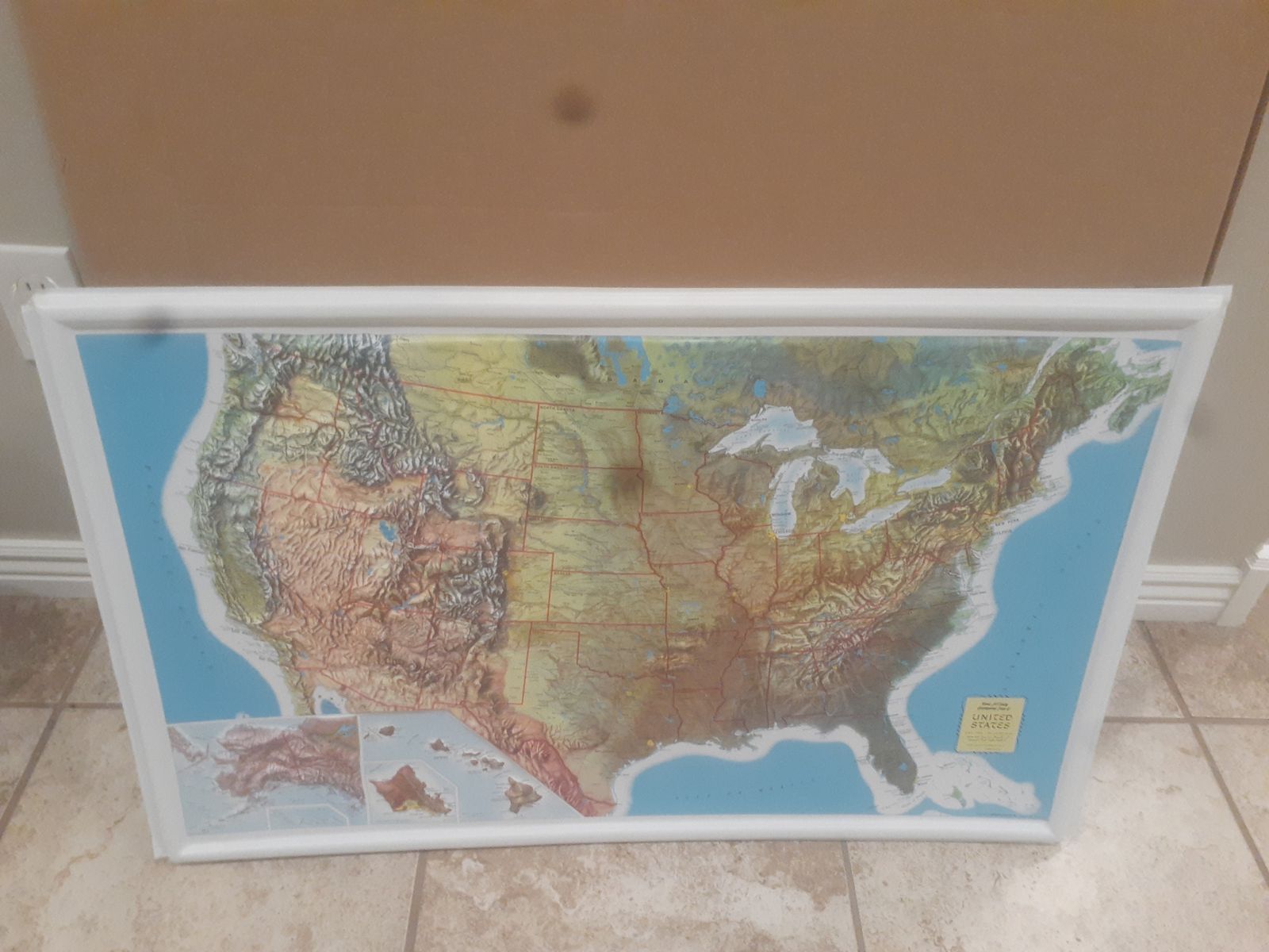 United States map with 3d mountain texture 