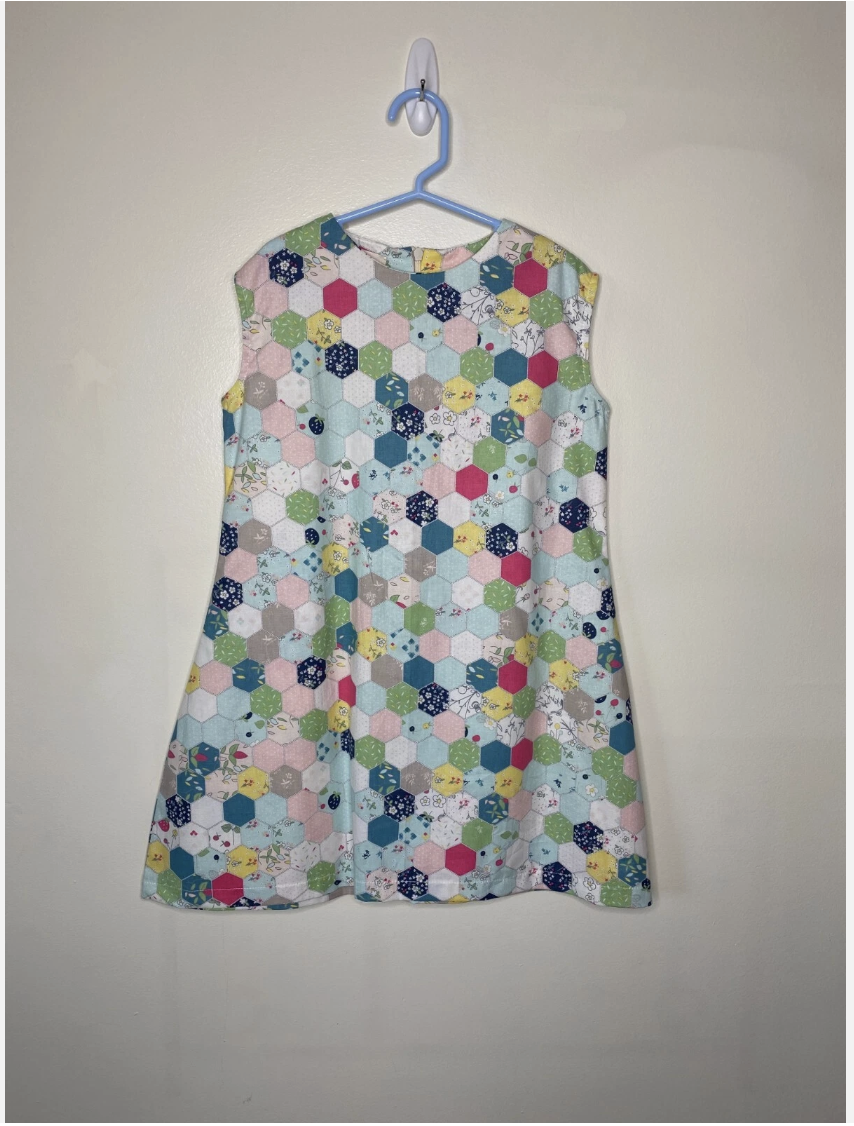 Giggly Twirl Handmade Honeycomb Pattern Cotton Printed Dress for Girls Size 2T