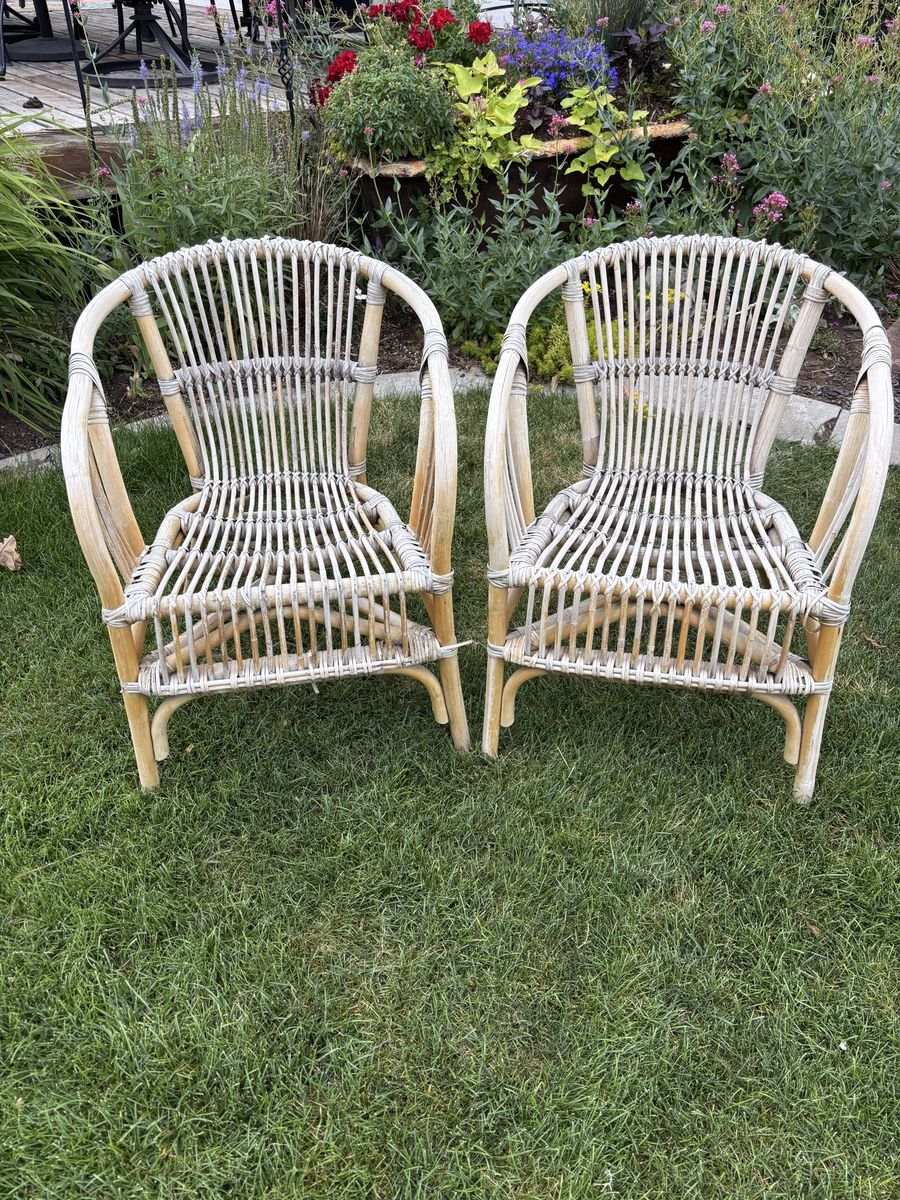Pair Of Boho Wicker Chairs Perfect For The Porch