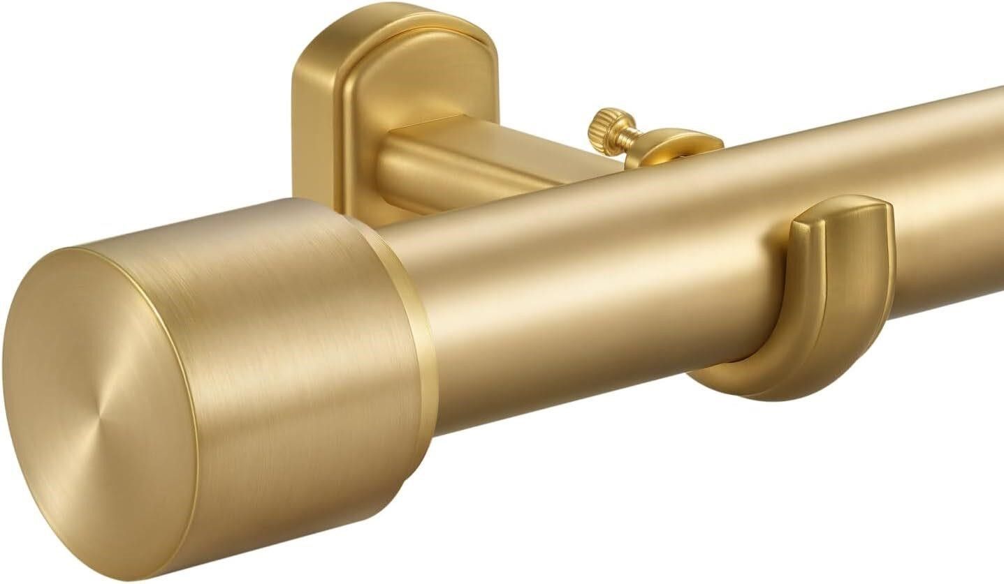 Adjustable WARM GOLD Curtain Rod with Heavy Duty Brackets and Finials