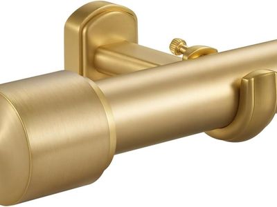 Adjustable WARM GOLD Curtain Rod with Heavy Duty Brackets and Finials