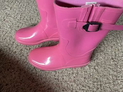 Explorers Pink Rain Boots Kids' Size 1 Durable Waterproof Rubber Wellies