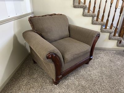 Matching Armchair in Corduroy Pinstripe Material (53”w X 35”d) - $50
